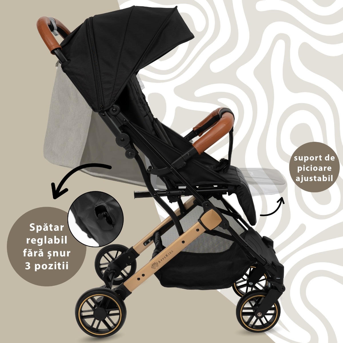 Carucior Sport AppeKids Travel, Ultracompact, Tip Troller - Black