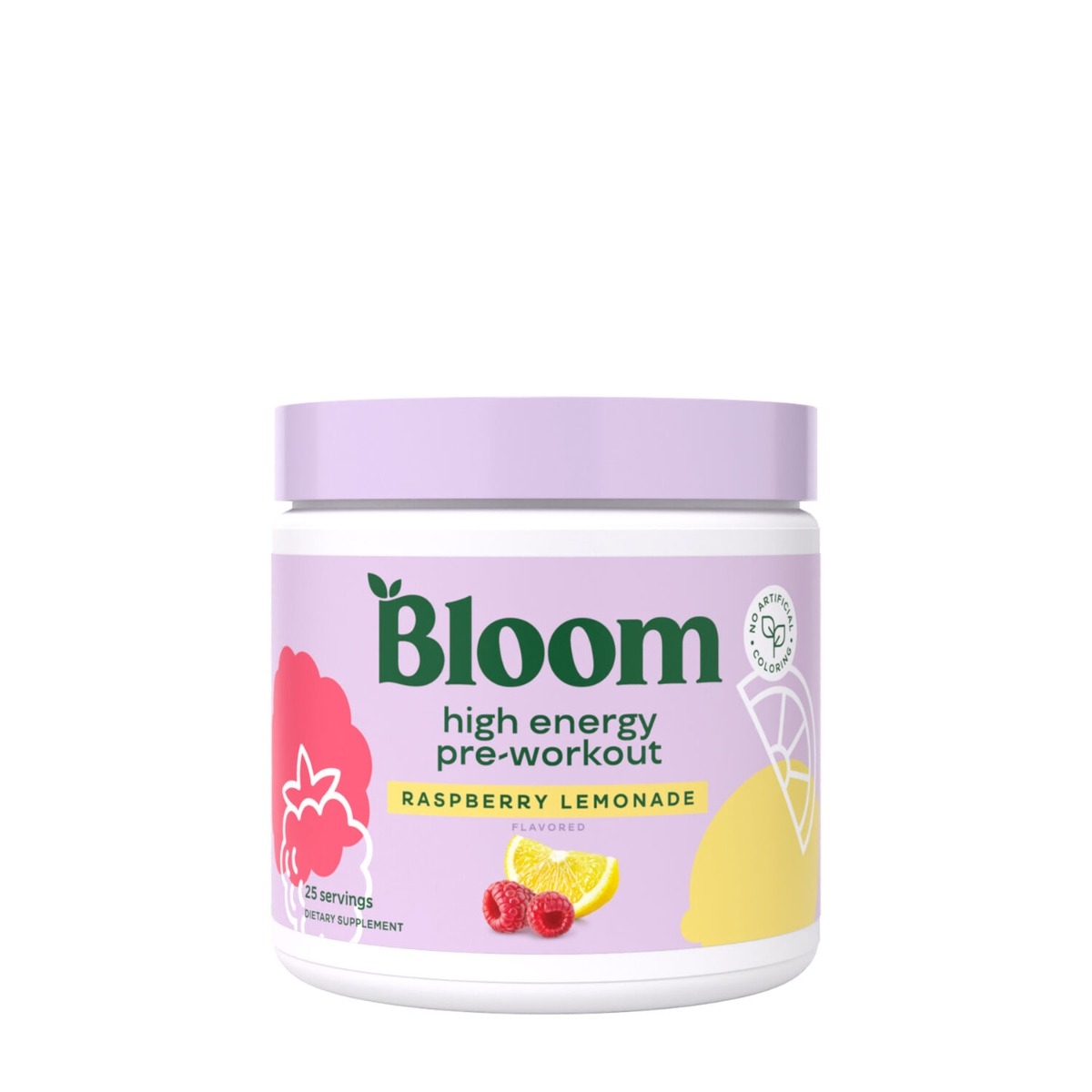 Pre-workout pentru femei cu aroma de limonada cu zmeura Bloom High Energy, 207.5 g, GNC