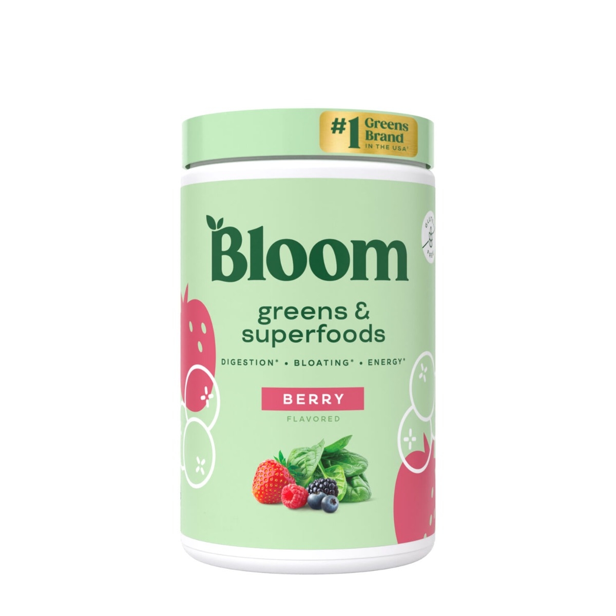 Amestec de super-alimente verzi cu aroma de fructe de padure Bloom Greens & Superfoods, 136 g, GNC