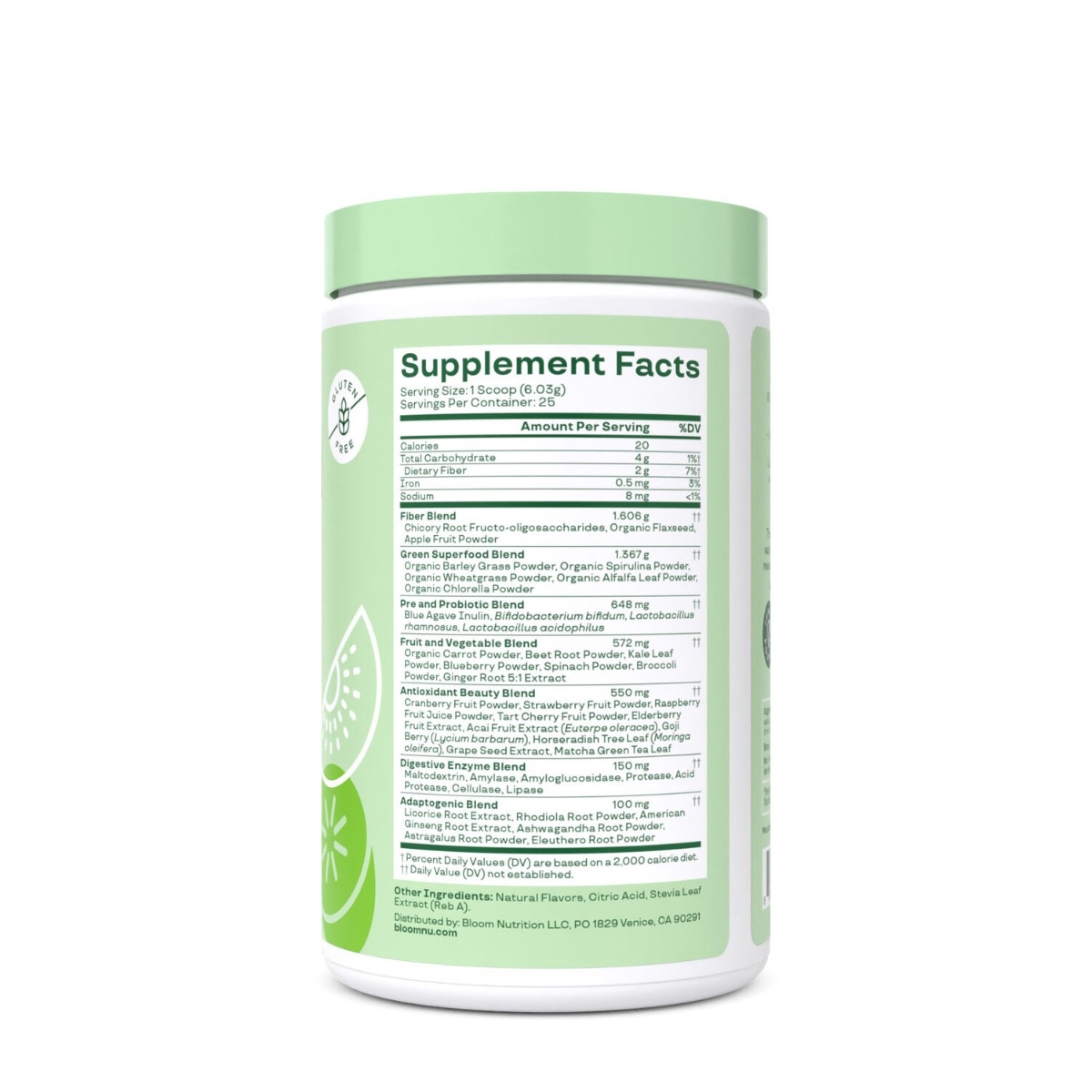Amestec de super-alimente verzi cu aroma de capsuni si kiwi Bloom Greens & Superfoods, 150.75 g, GNC