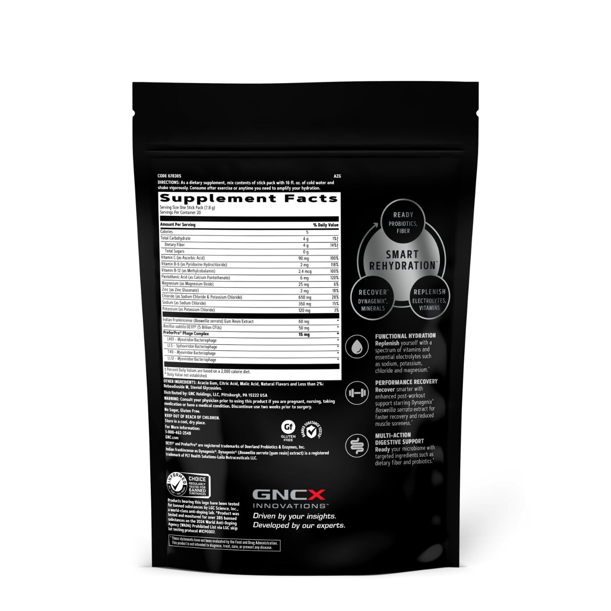 Electroliti cu aroma de fructe tropicale AMP Amplified Hydration, 20 de plicuri, GNC