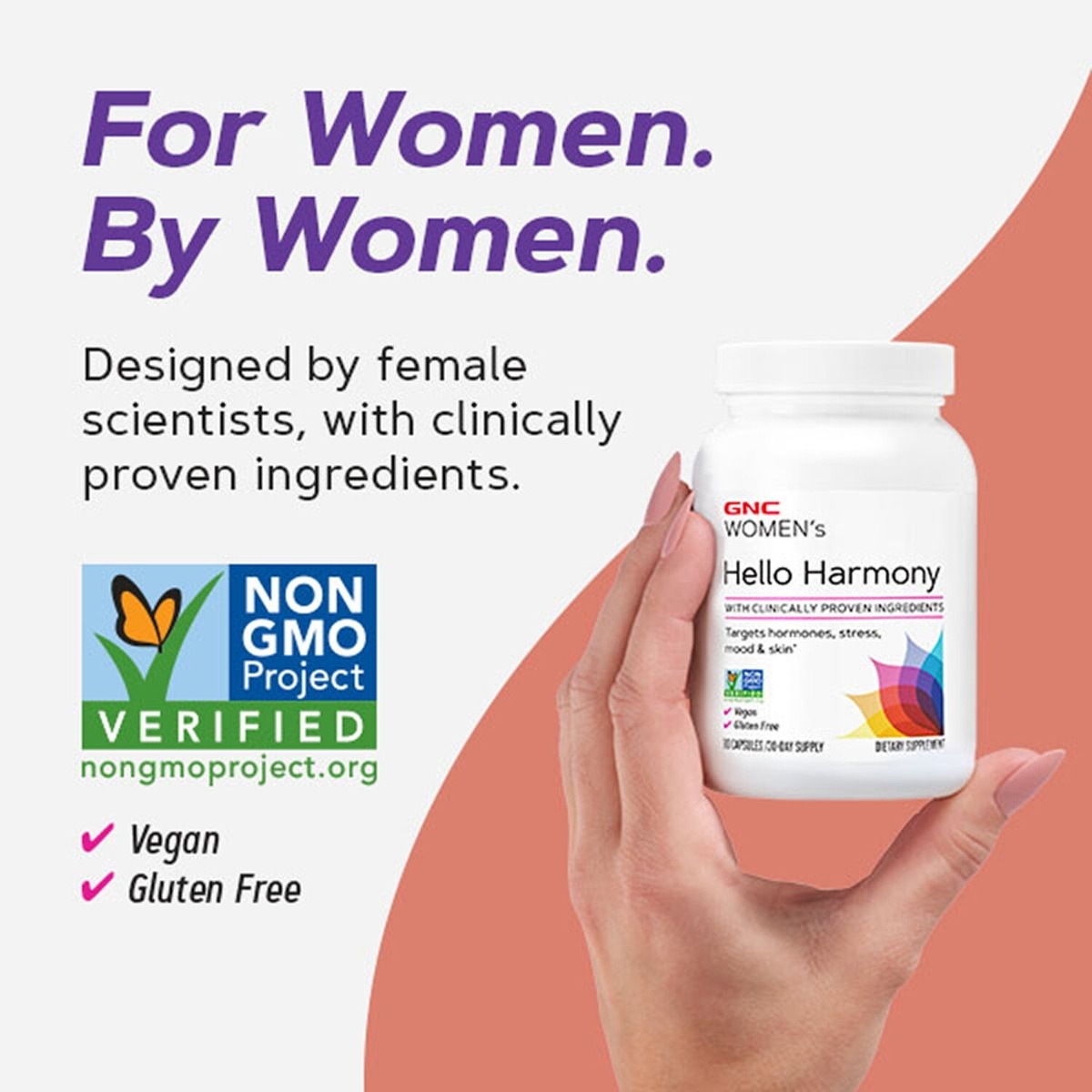 Formula pentru echilibrul hormonal, emotional si elasticitatea pielii femeilor Women`s Hello Harmony PMS, 90 capsule, GNC