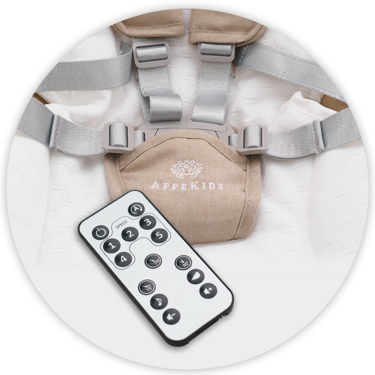 Leagan electric multifunctional pentru bebelusi AppeKids - I-Size - Bubble Beige