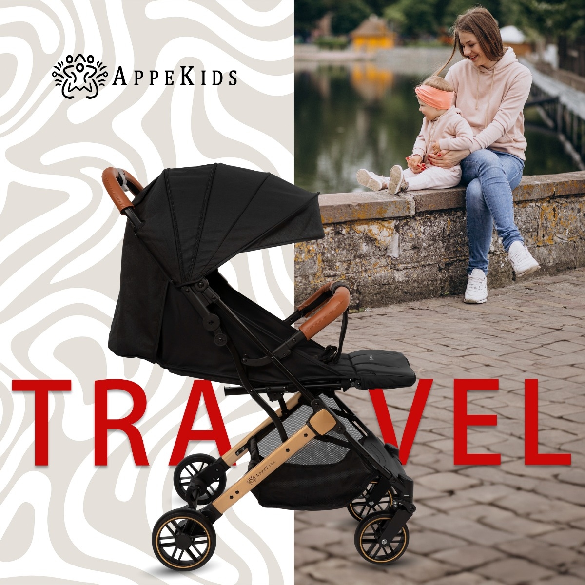 Carucior Sport AppeKids Travel, Ultracompact, Tip Troller - Black
