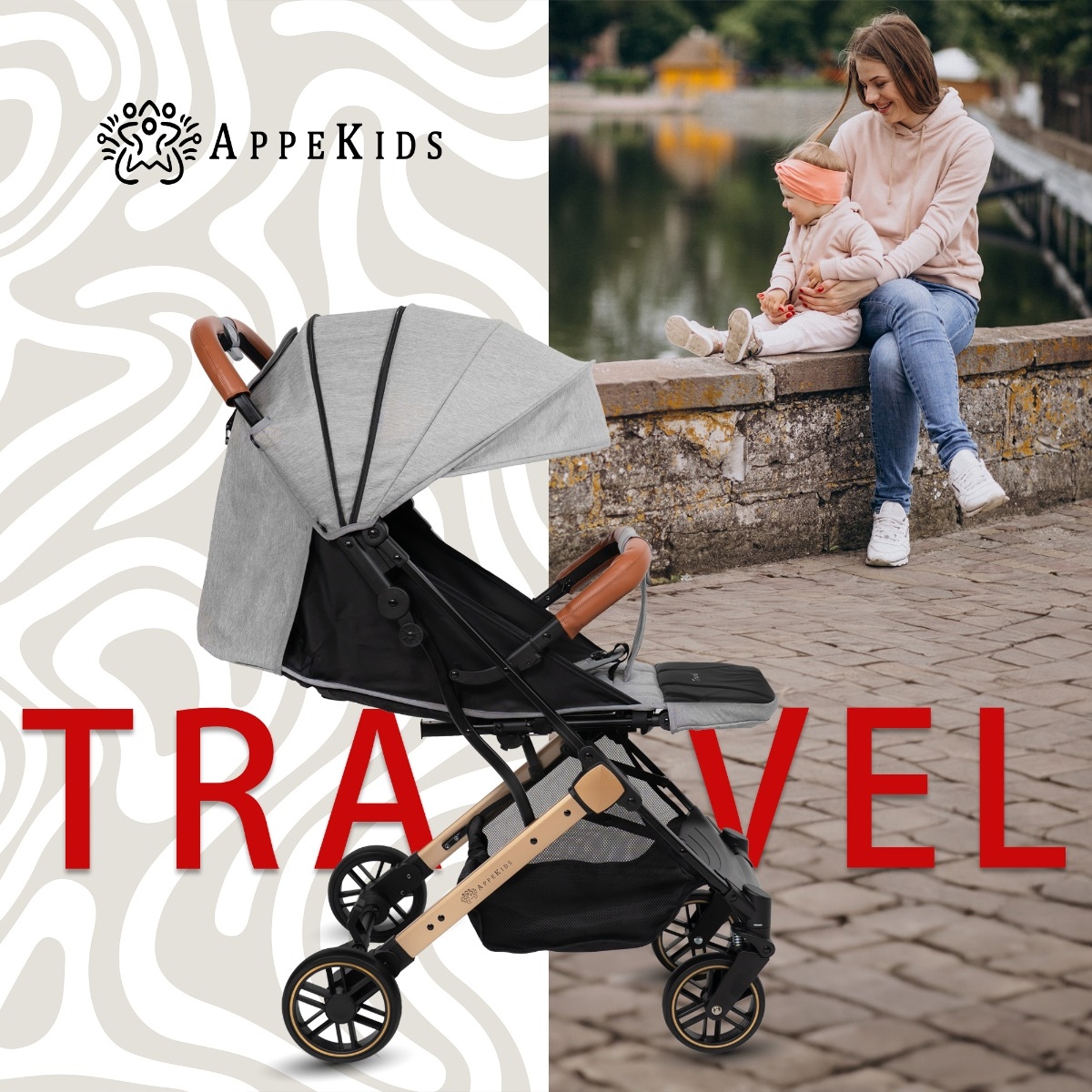 Carucior Sport AppeKids Travel, Ultracompact, Tip Troller - Grey