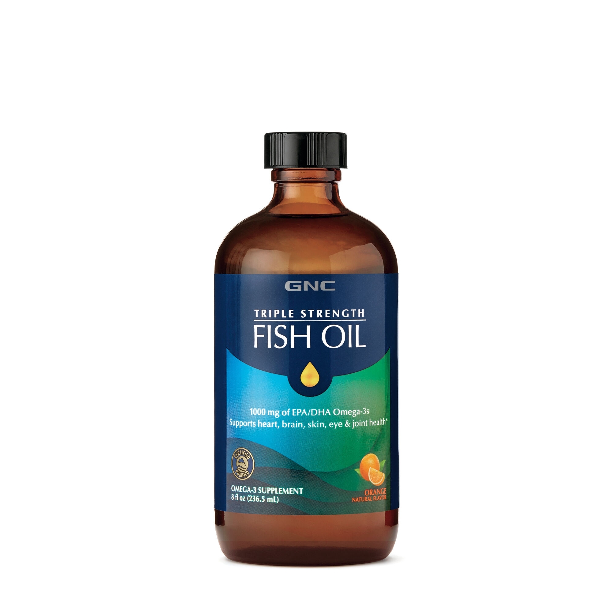 Ulei de peste cu aroma naturala de portocale Triple Strength, 236.5 ml, GNC