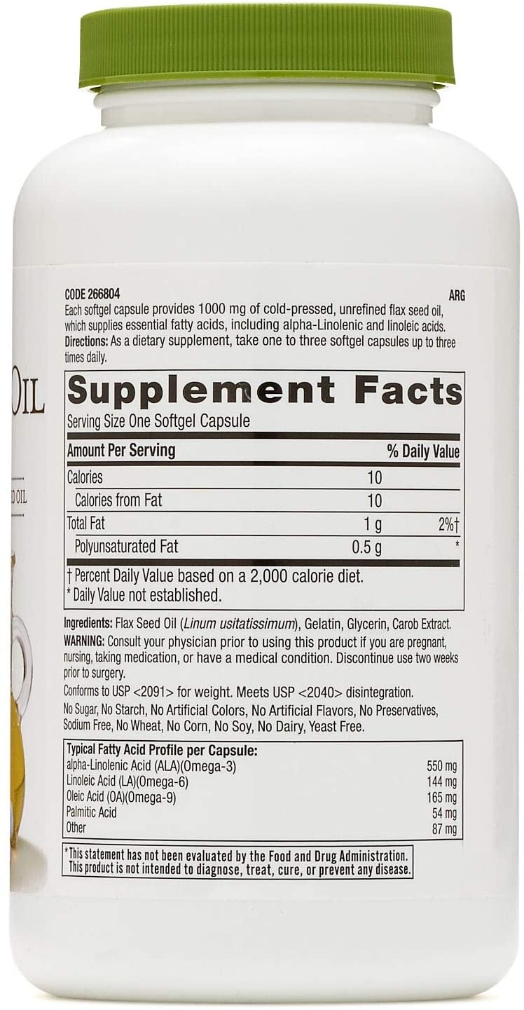 Ulei din seminte de in 1000 mg SuperFoods, 90 capsule, GNC