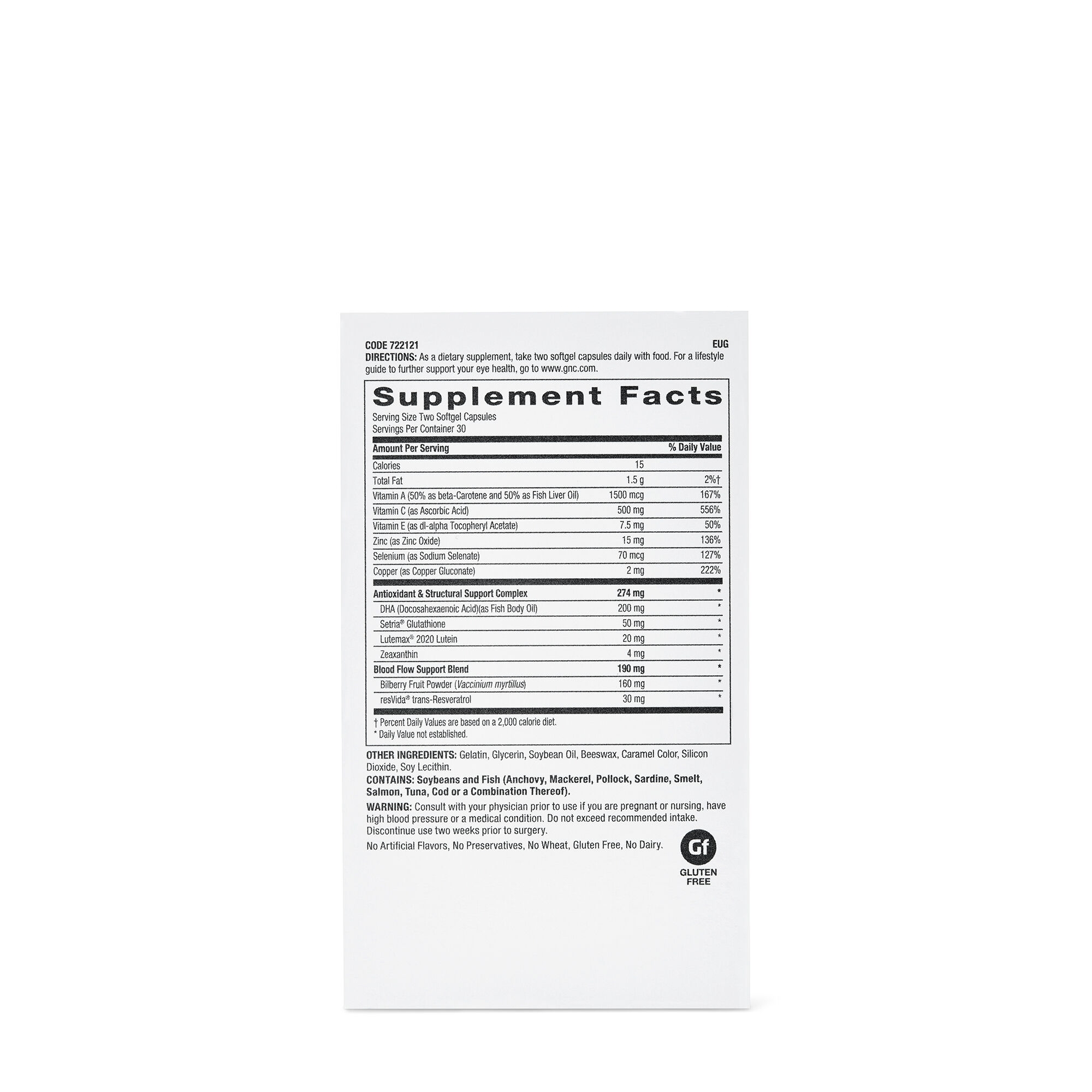 Formula pentru sanatatea ochilor Preventive Nutrition, 60 capsule, GNC