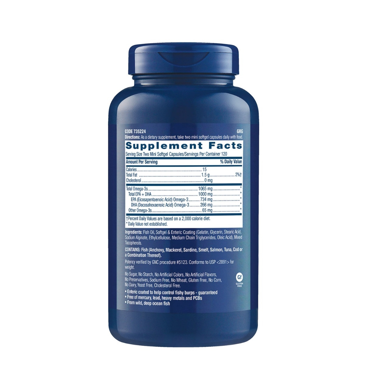 Ulei de peste Triple Strength, 240 mini capsule, GNC