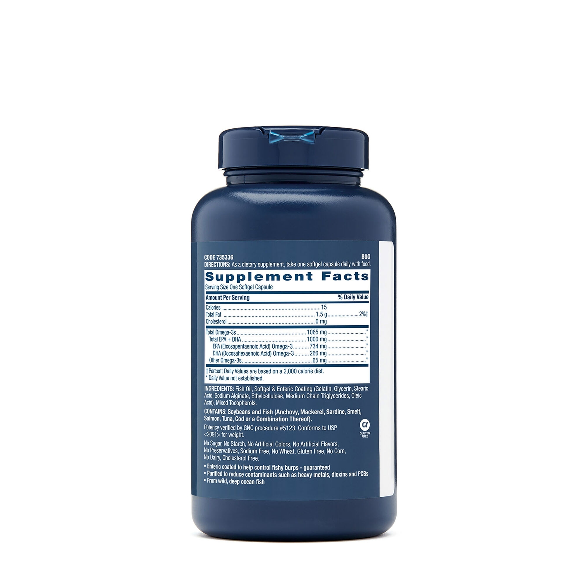 Ulei de peste 1000 mg omega 3 EPA si DHA Triple Strength, 120 capsule, GNC