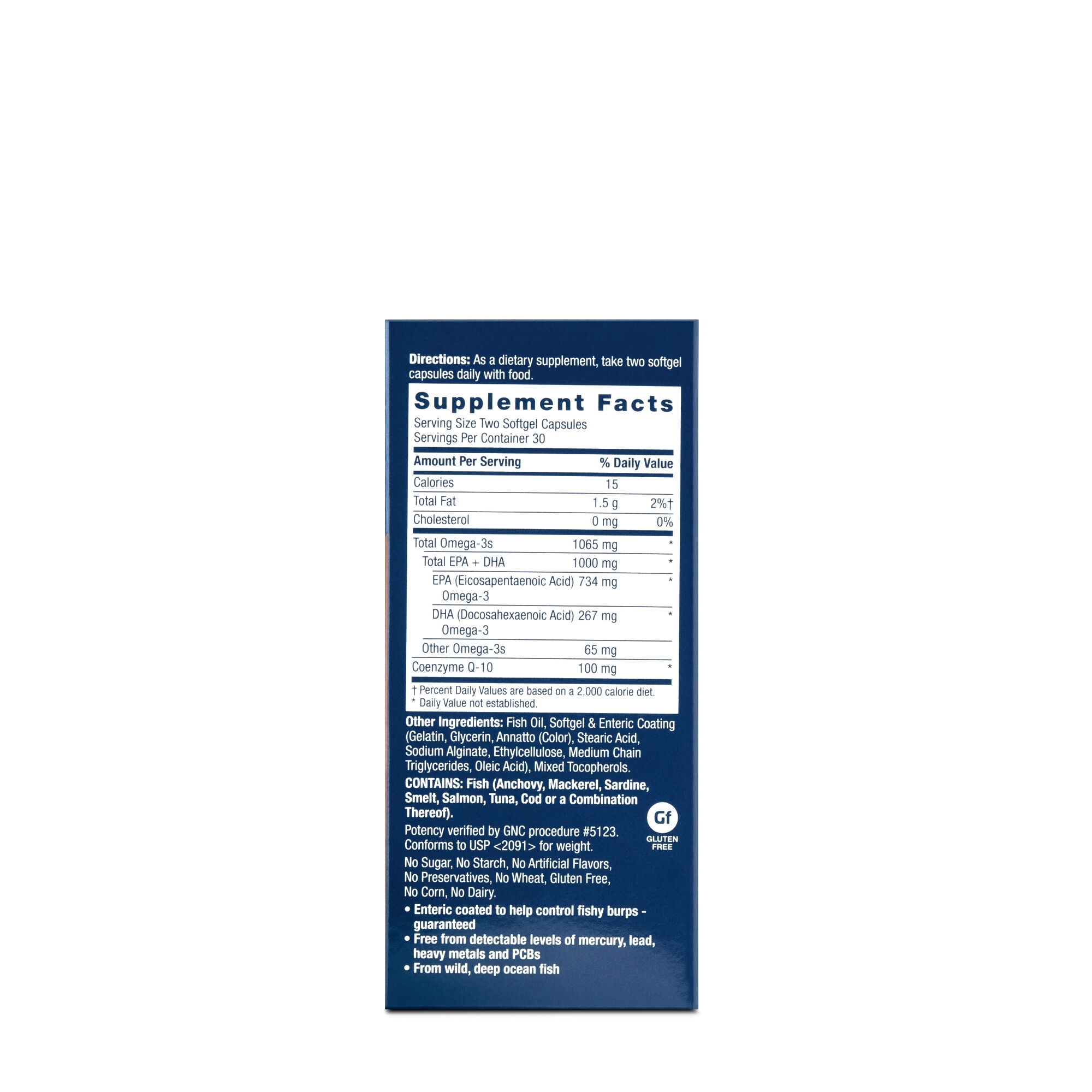 Ulei de peste Plus 1000 mg si coenzima Q-10 100 mg Triple Strength, 60 capsule, GNC