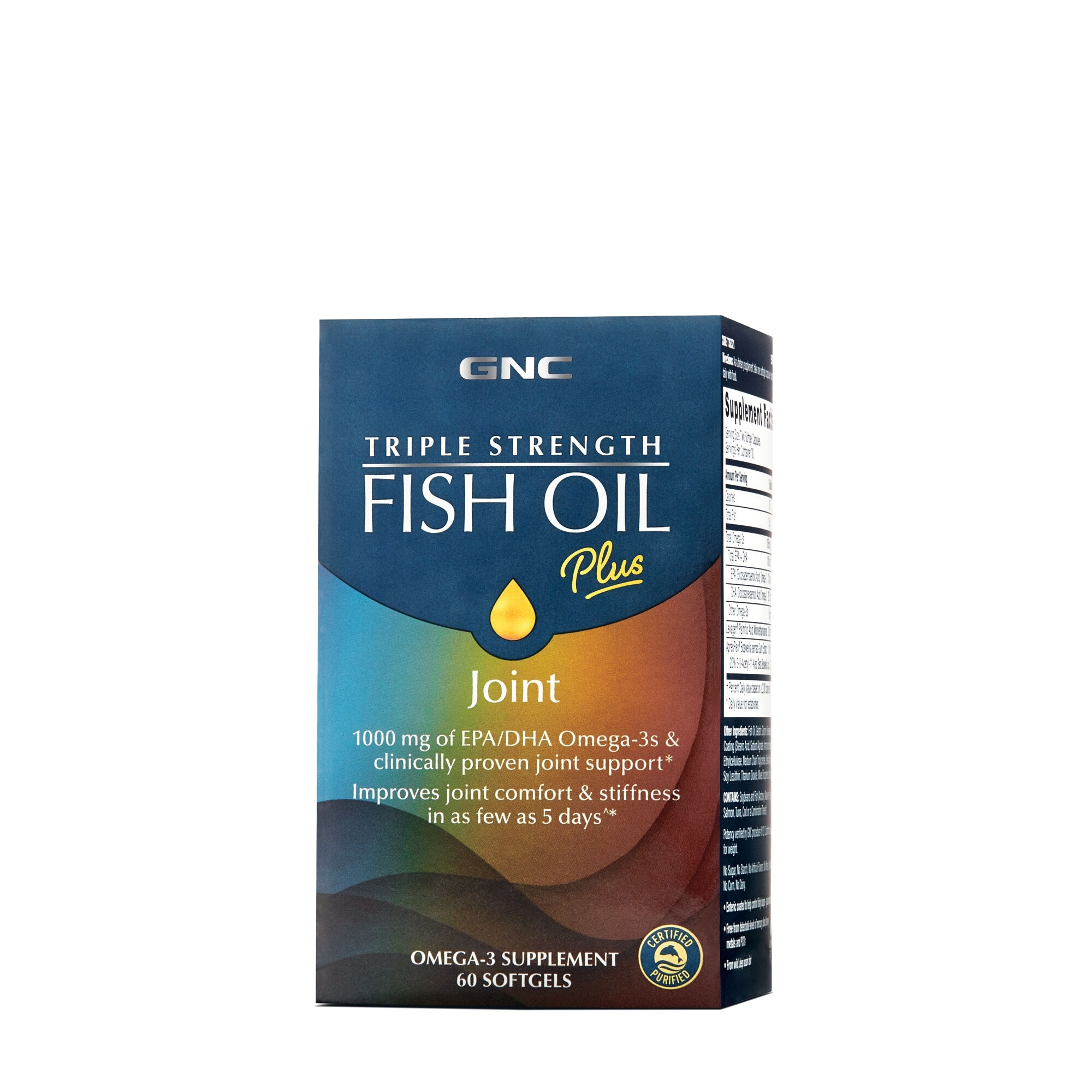 Ulei de peste cu suport pentru articulatii Triple Strength, 60 capsule, GNC