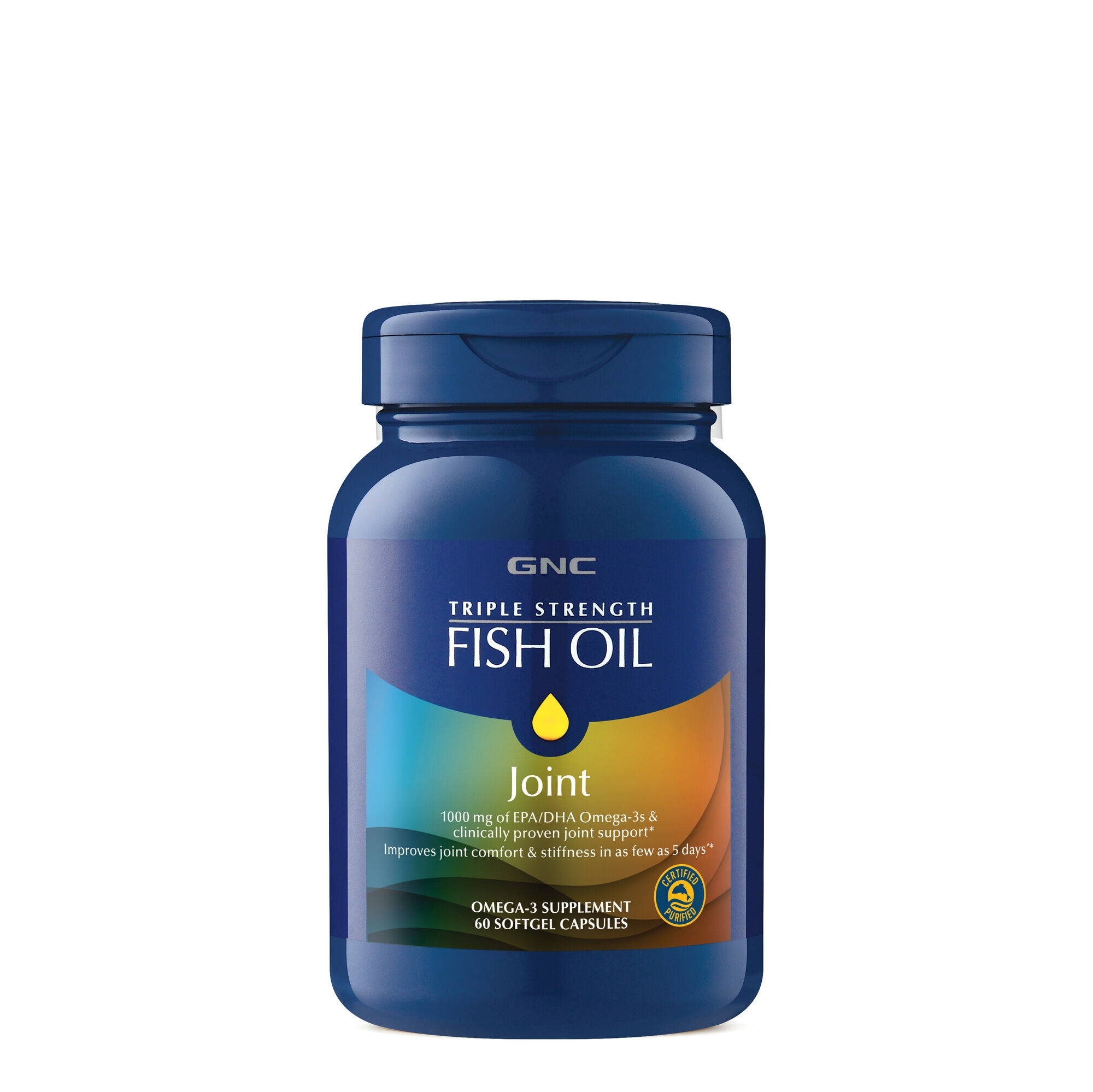 Ulei de peste cu suport pentru articulatii Triple Strength, 60 capsule, GNC