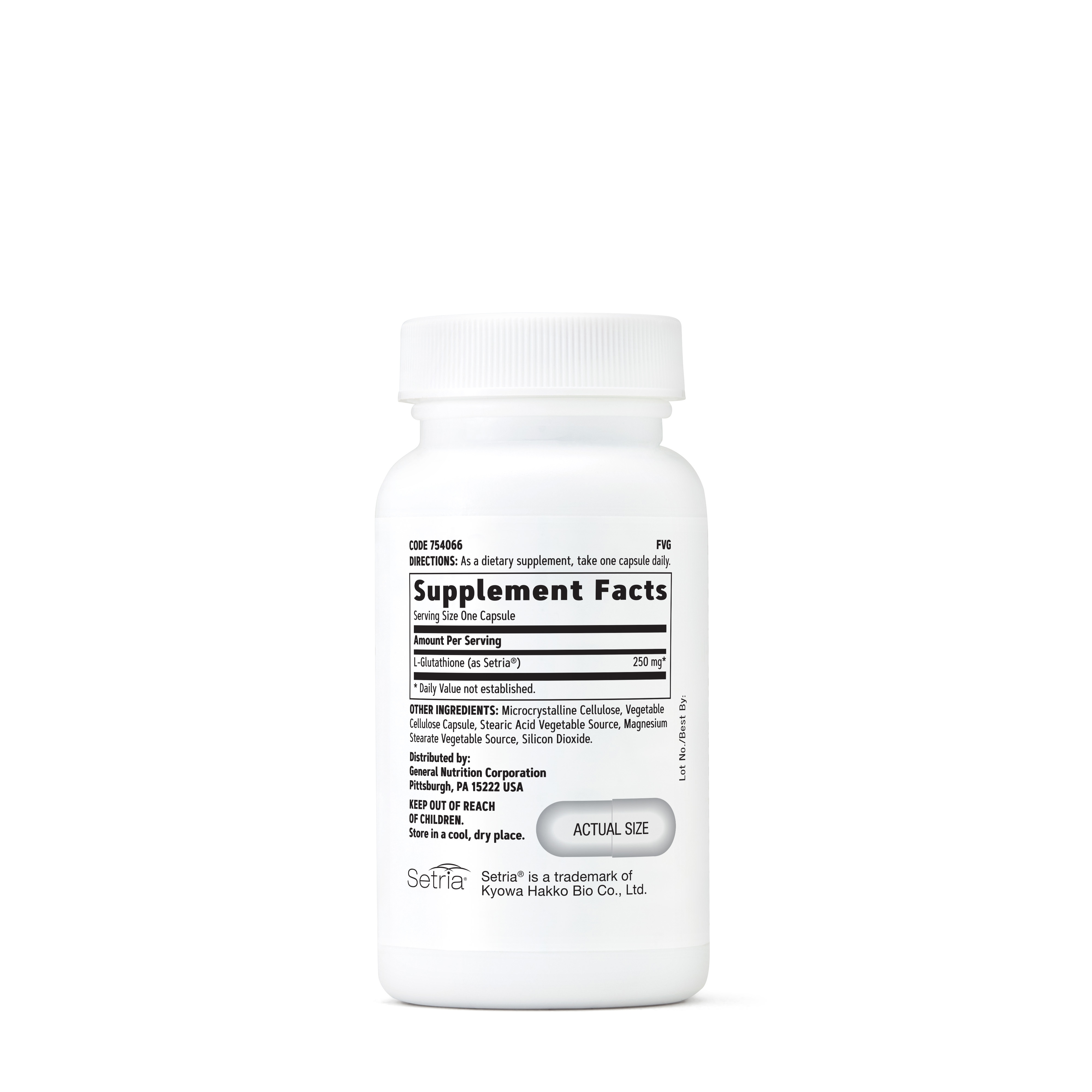 L-glutation 250 mg, 60 capsule, GNC