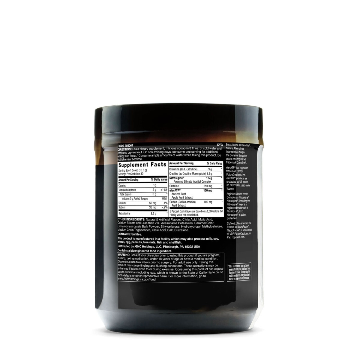 Formula pre-workout cu aroma de Spiced Cider Beyond Raw Lit, 414 g, GNC