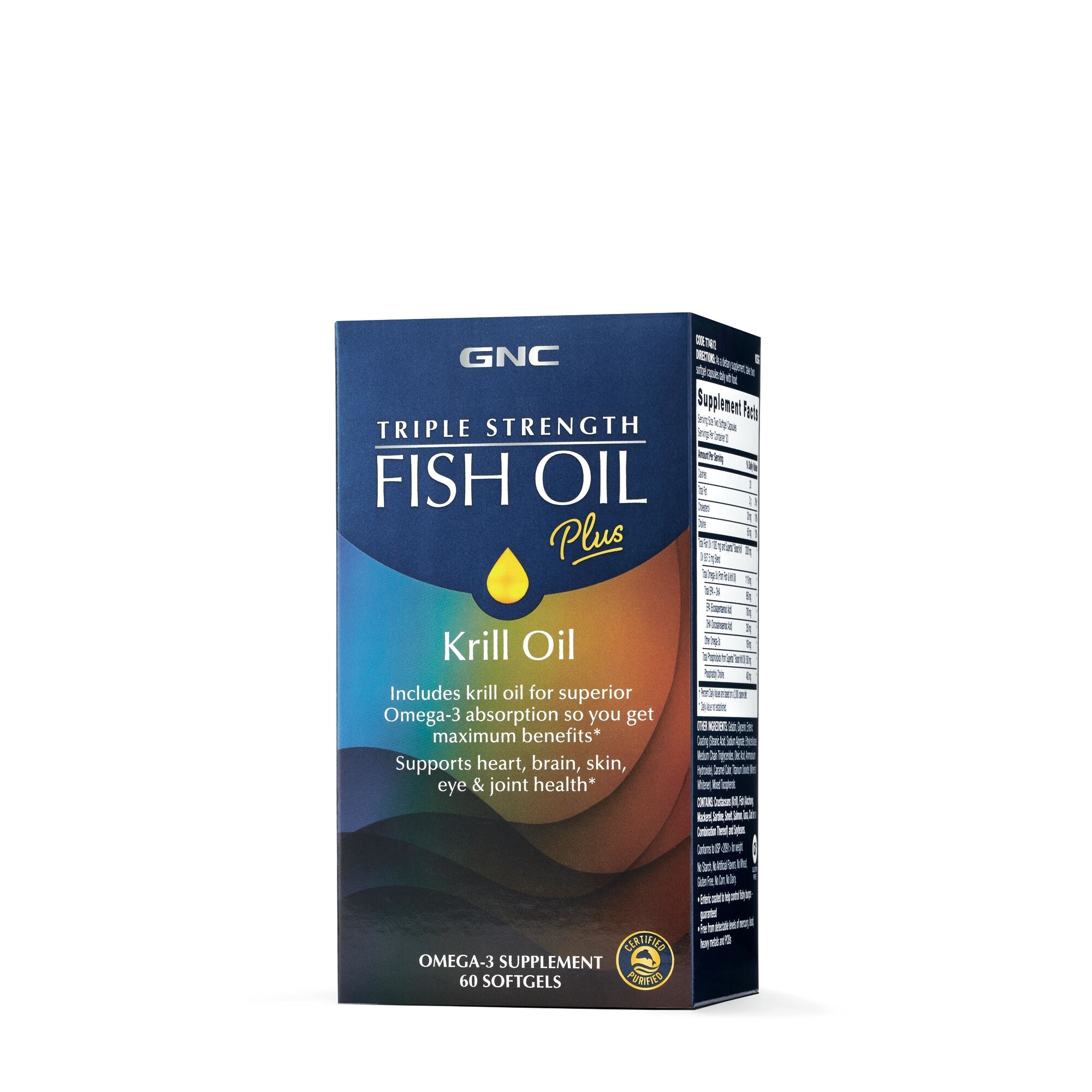 Ulei de peste plus ulei de krill Triple Strength, 60 capsule, GNC