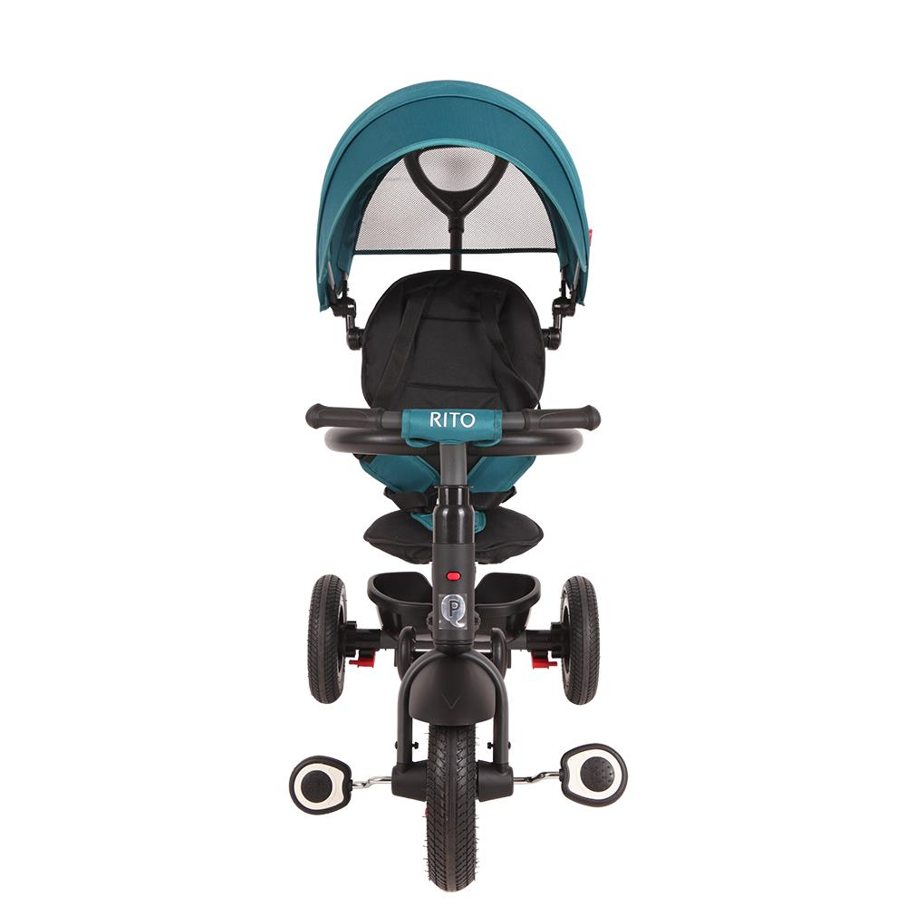 Tricicleta cu roti de cauciuc Qplay Rito Rubber Albastru Inchis
