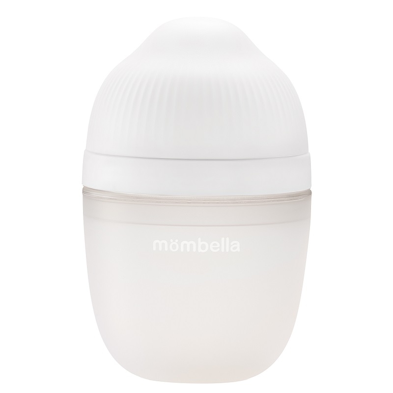 Biberon Anticolici Mombella Breast-Like, 210ml, Tetina M flux mediu, 100% Silicon, Ivory