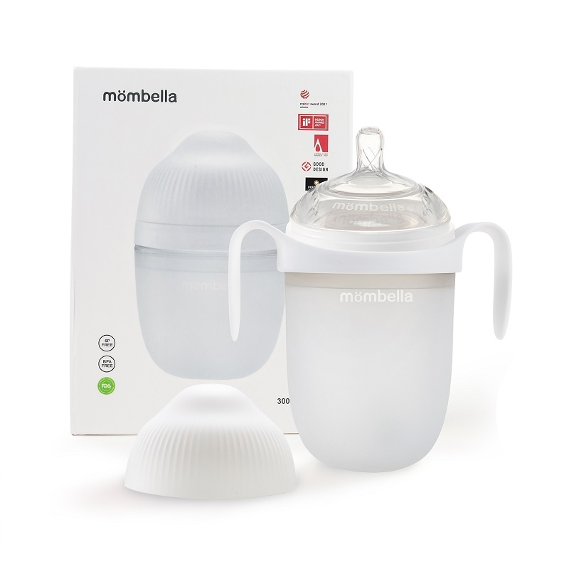 Biberon Anticolici Mombella Breast-Like, 300ml, Tetina 360Ãƒâ€šÃ‚Â° XL Flux Consistent, 100% Silicon, Ivory