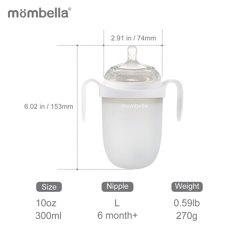 Biberon Anticolici Mombella Breast-Like, 300ml, Tetina 360Ãƒâ€šÃ‚Â° XL Flux Consistent, 100% Silicon, Ivory
