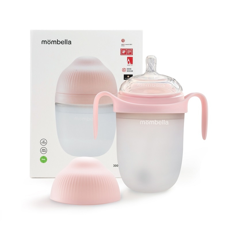 Biberon Anticolici Mombella Breast-Like, 300ml, Tetina 360Ãƒâ€šÃ‚Â° XL Flux Consistent, 100% Silicon, Old Roze