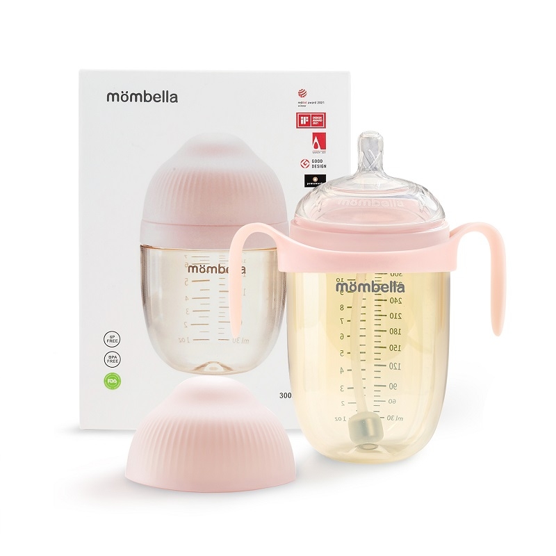 Biberon Anticolici Mombella Breast-Like, 300ml, Tetina 360Ãƒâ€šÃ‚Â° XL Flux Consistent, PPSU, Old Roze