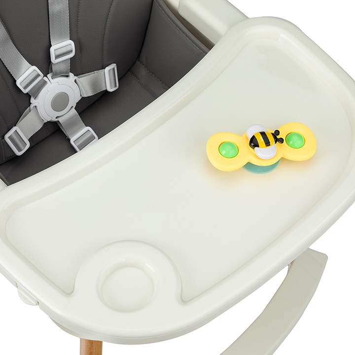 Scaun de masa copii Momi Reki, Piele ecologica, Dark Grey