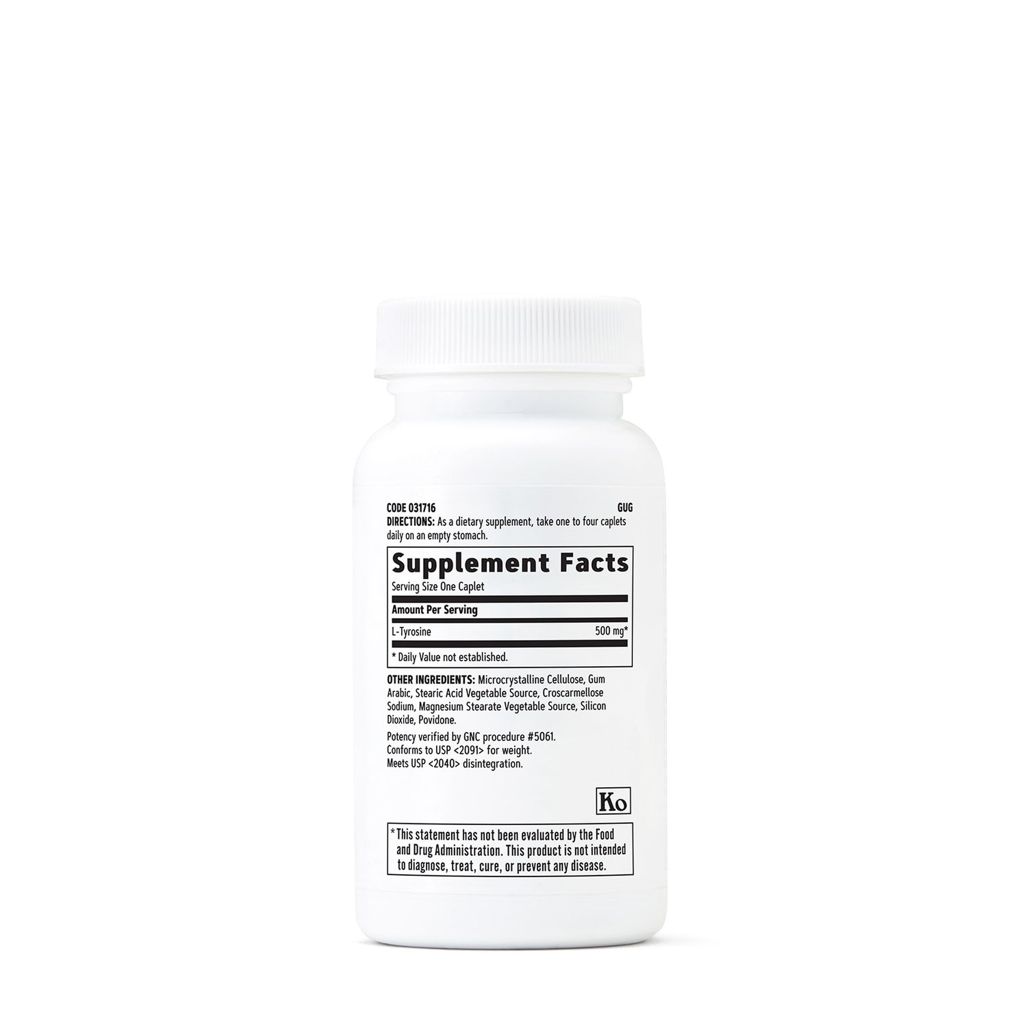 L-tirozina 500 mg, 60 tablete, GNC