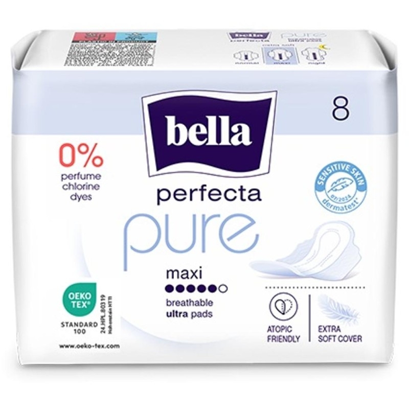 Absorbante igienice Perfecta Pure Maxi, 8 bucati, Bella Absorbante igienice Perfecta Pure Maxi, 8 bucati, Bella