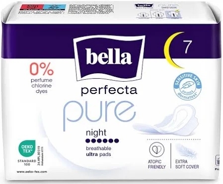 Absorbante igienice Perfecta Pure Night, 7 bucati, Bella Absorbante igienice Perfecta Pure Night, 7 bucati, Bella