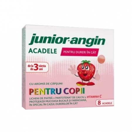 Acadele cu aroma de capsuni Junior Angin, 8 bucati, Klosterfrau Acadele cu aroma de capsuni Junior Angin, 8 bucati, Klosterfrau