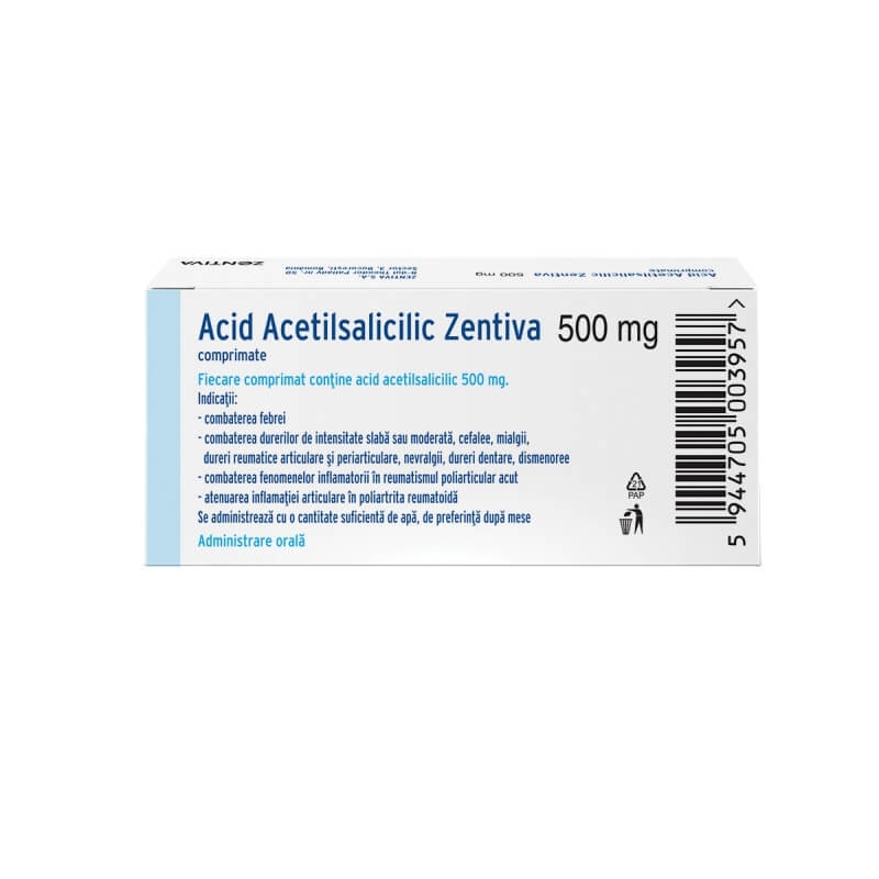 Acid acetilsalicilic, 500 mg,  20 comprimate, Zentiva