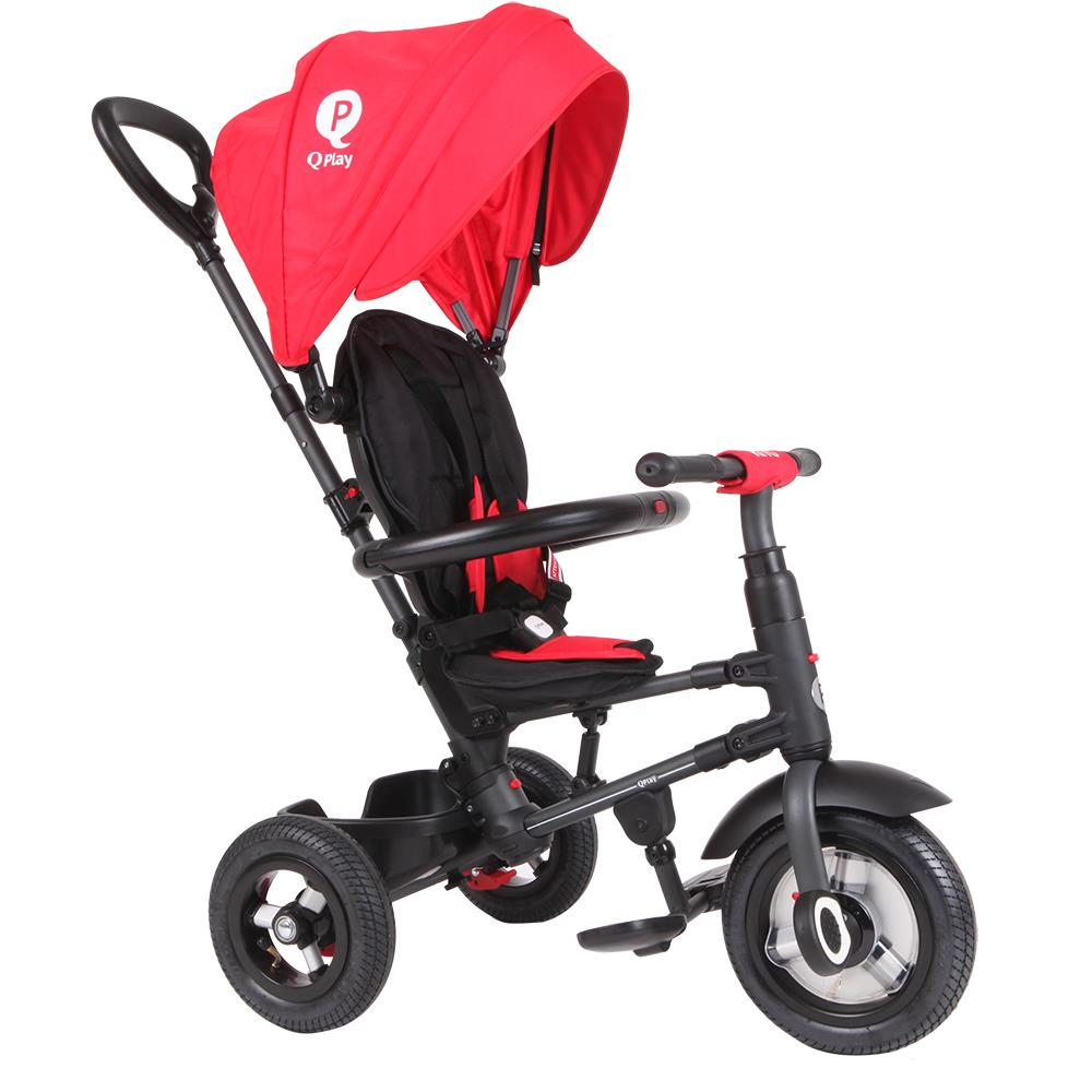 Tricicleta cu roti de cauciuc Qplay Rito Rubber Rosu