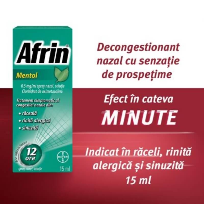 Afrin Mentol decongestionant nazal spray 0,5 mg/ml, 15 ml, Bayer