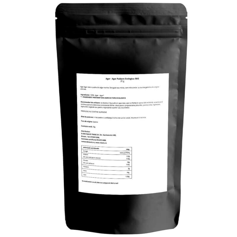 Agar Agar pulbere ecologica, 20 g, Niavis
