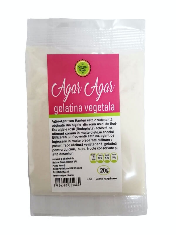 Agar Agar gelatina vegetala, 20 g, Natural Seeds