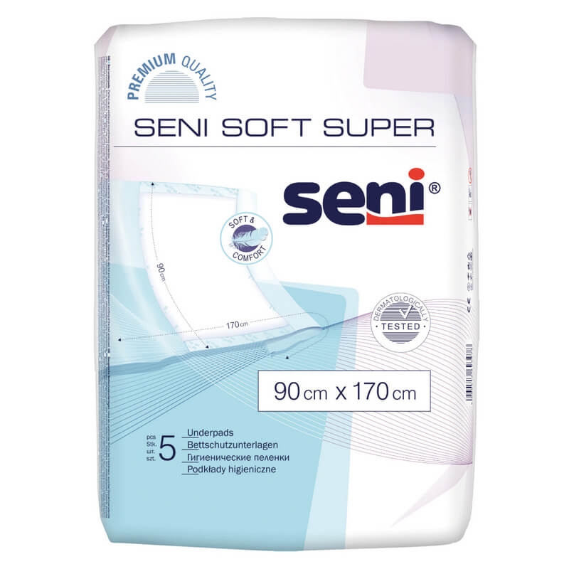Aleze impermeabile absorbante Soft Super, 90 cm x 170 cm, 5 bucati, Seni