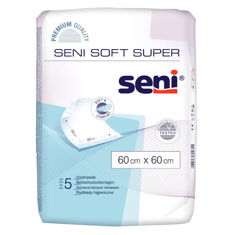 Aleze impermeabile absorbante Soft Super, 60 cm x 60 cm, 5 bucati, Seni