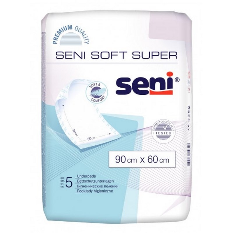 Aleze impermeabile absorbante Soft Super, 90 cm x 60 cm, 5 bucati, Seni