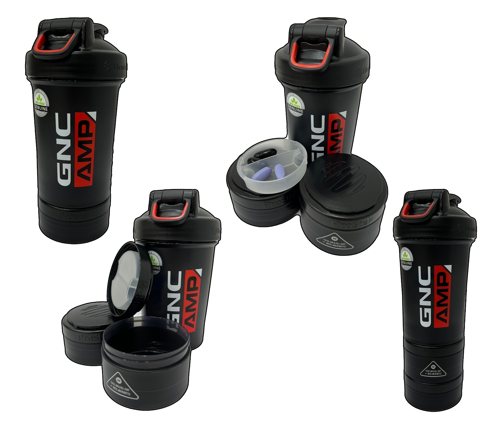 Blender Bottle shaker cup V2, ProStak compartiment pentru suplimente AMP, 450 ml, GNC
