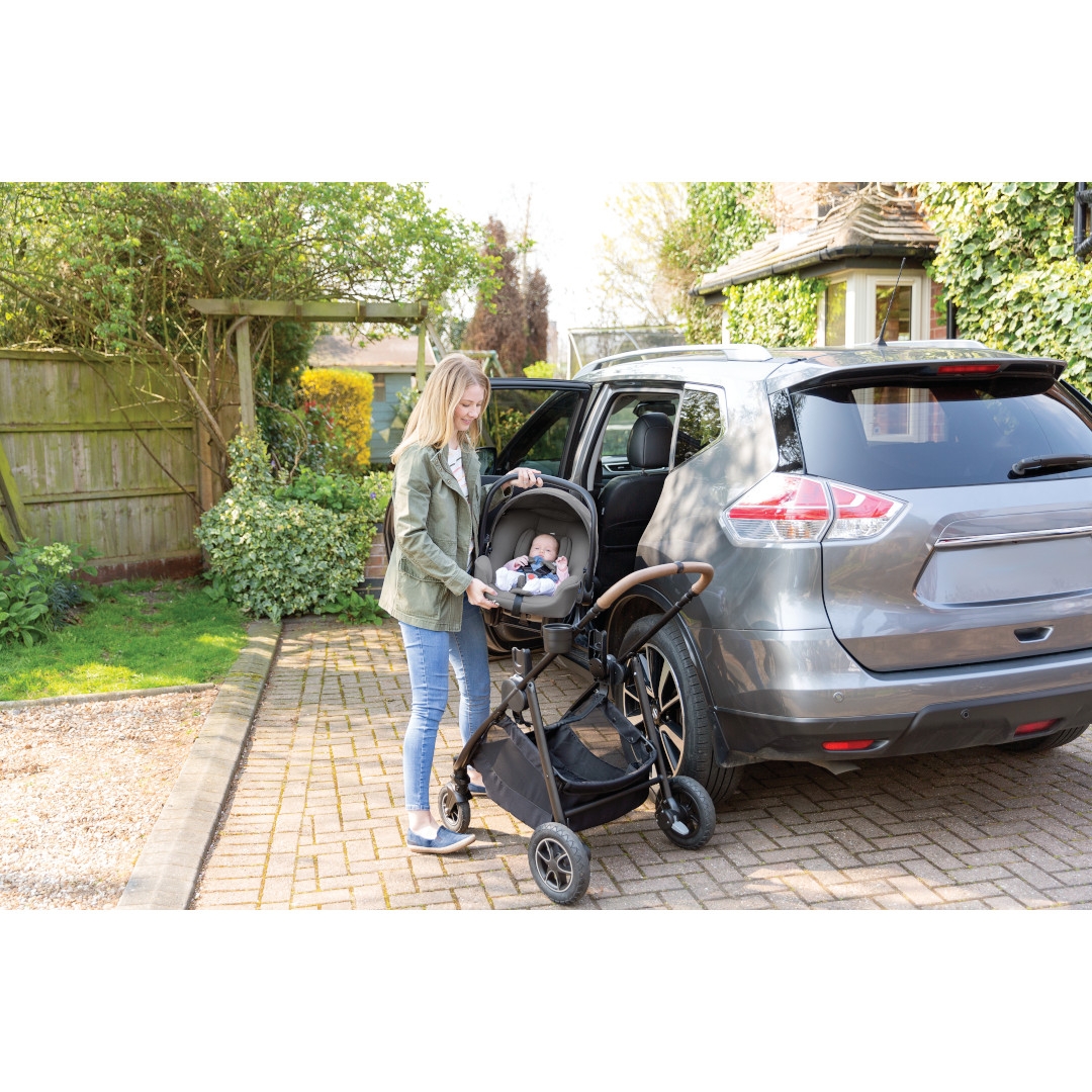 Scoica auto i-Snug 2 cu tetiera reglabila, 40-75 cm, Pebble, testata ADAC si certificata R129, Joie