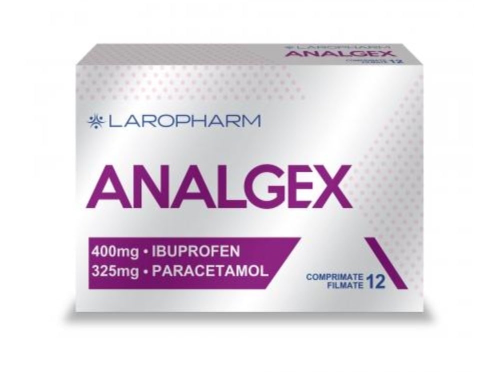 Analgex, 400 mg/325 mg, 12 comprimate filmate, Laropharm