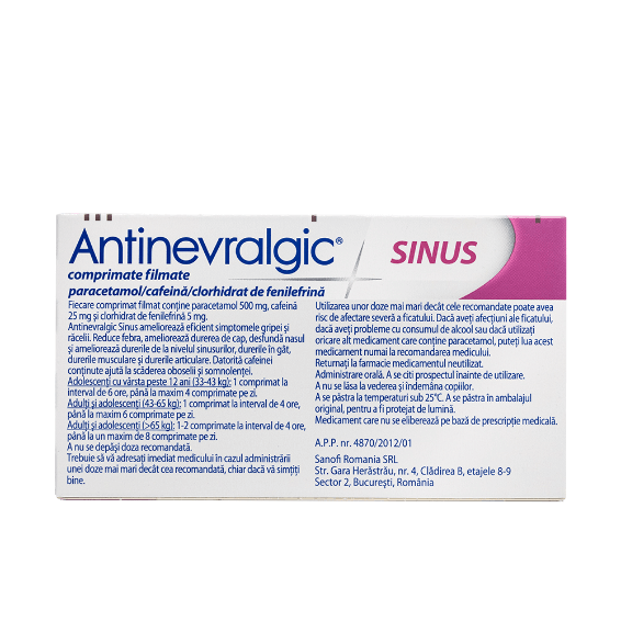Antinevralgic Sinus, 12 comprimate filmate, Sanofi