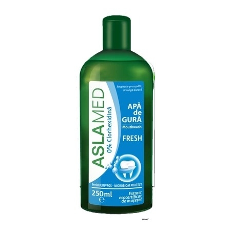 Apa de gura fara clorhexidina Fresh, 250 ml, Aslamed