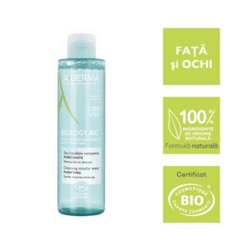 Apa micelara purificatoare Biology AC, 200 ml, A-Derma