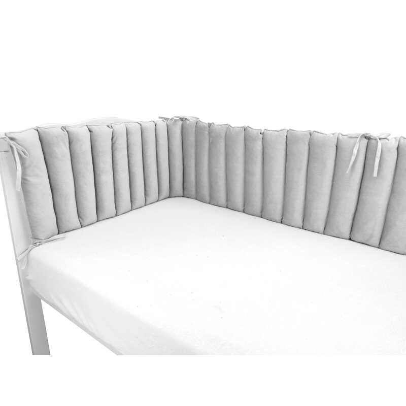Aparatoare pentru patut, MimiNu, Tip panou, Pentru patut, Lungime 180 cm, Din catifea, Grey