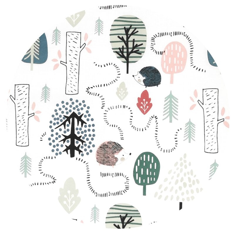 Aparatoare pentru patut, Qmini, Din bumbac certificat Oeko Tex Standard 100, 180x30 cm, Cu panglici, Hedgehog