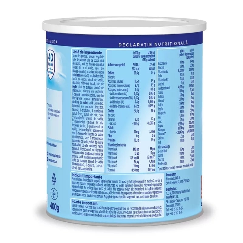 Lapte Praf de Inceput fara Lactoza, 400g, Aptamil