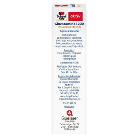 Aktiv Articulatii mobile - Glucozamina 1200 + Vitamina C+D+E+K, 30compr, Doppelherz