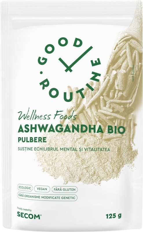 Ashwagandha Bio pulbere Good Routine Wellness Foods, 125 g, Secom Ashwagandha Bio pulbere Good Routine Wellness Foods, 125 g, Secom